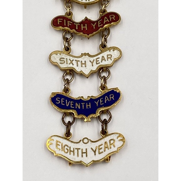 Vintage C&MA 8 Year Attendance Pins Little Cross and Crown 1/20 10k Gold Filled - Picture 4 of 10